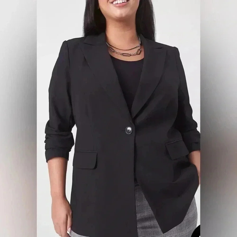 Lane Bryant Blazer, black, Buisness Casual, button front, pockets, work wear